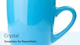  Presentation with blue - Colorful slide deck enhanced with usual blue cup isolated on white background backdrop and a light blue colored foreground