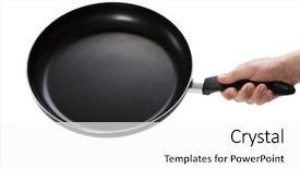  Presentation with cooking utensil - Cool new slides with utensil food cooking frying pan backdrop and a white colored foreground