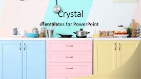  Presentation with kitchen utensils - PPT layouts consisting of utensils - interior of modern kitchen background and a cool aqua colored foreground