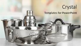  Presentation with stainless steel - Slides featuring utensils - stainless steel kitchenware on table background and a lemonade colored foreground