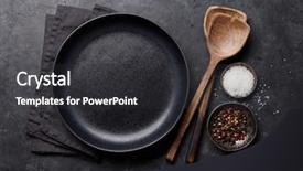  Presentation with cooking utensils - PPT theme featuring utensils and empty plate food background and a dark gray colored foreground