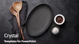  Presentation with cooking utensils - Beautiful theme featuring utensils and empty plate food backdrop and a dark gray colored foreground
