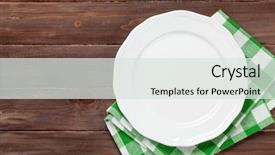  Presentation with empty of wood table top - Cool new slides with utensils plates - empty plate over wooden table backdrop and a light gray colored foreground