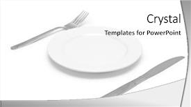  Presentation with silver - Beautiful slides featuring utensils plates - silver plug isolated on white backdrop and a white colored foreground