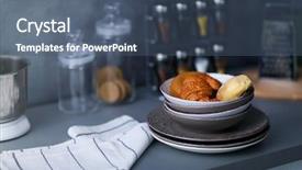  Presentation with kitchen towel - Cool new presentation with utensils towel and croissants on modern kitchen table close up backdrop and a ocean colored foreground