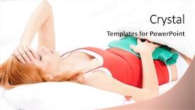  Presentation with uterus - Cool new slide deck with uterus - beautiful young woman in bed backdrop and a white colored foreground