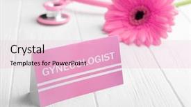  Presentation with gynecologist - Colorful PPT theme enhanced with uterus - business card with word gynecologist backdrop and a lemonade colored foreground