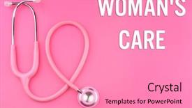  Presentation with uterus - PPT theme enhanced with uterus - gynecology concept pink stethoscope background and a coral colored foreground