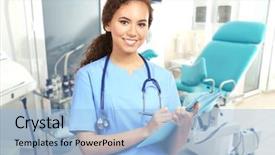  Presentation with uterus - Slide set having uterus - professional female doctor with clipboard background and a light blue colored foreground