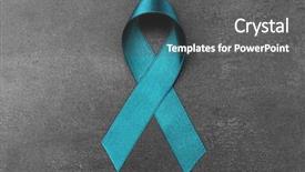  Presentation with ovarian - PPT layouts consisting of uterus - sea-green ribbon on dark background background and a gray colored foreground
