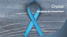  Presentation with ovarian - Theme with uterus - sea-green ribbon on grey wooden background and a ocean colored foreground