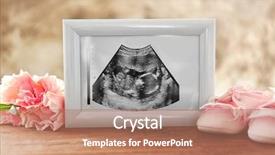  Presentation with baby ultrasound - PPT theme featuring uterus - ultrasound picture of baby background and a coral colored foreground