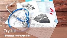  Presentation with uterus - Presentation theme having uterus - ultrasound scan of baby background and a coral colored foreground