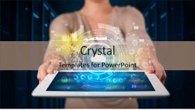  Presentation with utility - Audience pleasing presentation consisting of utility - hand holding tablet with cloud backdrop and a coral colored foreground