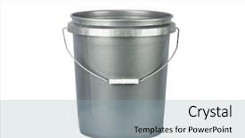  Presentation with paint bucket - PPT theme having utility bucket isolated background and a light blue colored foreground