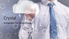  Presentation with cloud - Cool new presentation theme with transfer projects - cloud virtual screen cloud storage backdrop and a light blue colored foreground