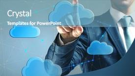  Presentation with virtual hand - Amazing PPT layouts having freedom information - hand pushing on virtual cloud backdrop and a light blue colored foreground