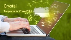  Presentation with evolution - Colorful slide set enhanced with a cloud computing diagram backdrop and a tawny brown colored foreground