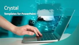  Presentation with evolution - Beautiful presentation design featuring a cloud computing diagram backdrop and a teal colored foreground