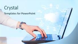  Presentation with evolution - Slide set having a cloud computing diagram background and a sky blue colored foreground