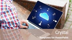  Presentation with cloud computing - Amazing PPT layouts having man working with cloud computing backdrop and a coral colored foreground
