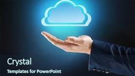  Presentation with cloud and virtual - Audience pleasing presentation design consisting of network transmission media - virtual cloud on hand cloud backdrop and a navy blue colored foreground