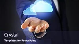  Presentation with virtual hand - Presentation with freedom information - virtual clouds on hand cloud background and a  colored foreground