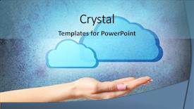  Presentation with virtual hand - Colorful presentation enhanced with virtual clouds on hand cloud backdrop and a light blue colored foreground