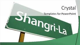  Presentation with road - Slide deck consisting of utopia - shangri-la road sign isolated background and a white colored foreground