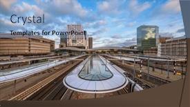  Presentation with dawn - Slide set consisting of utrecht-netherlands-cityscape-at-dawn background and a light blue colored foreground