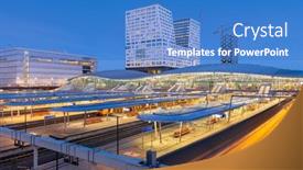  Presentation with train - Presentation theme featuring utrecht-netherlands-cityscape-over-train background and a teal colored foreground