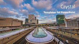  Presentation with dawn - Presentation theme enhanced with utrecht-netherlands-downtown-cityscape background and a teal colored foreground