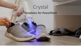  Presentation with spray - PPT layouts featuring uv-light-alcohol-spray background and a light gray colored foreground