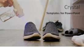  Presentation with spray - Slides featuring uv-light-alcohol-spray background and a light gray colored foreground