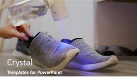  Presentation with spray - PPT theme featuring uv-light-alcohol-spray background and a tawny brown colored foreground