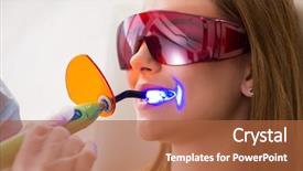  Presentation with patient check up tecnology - Slide set with uv treatment - patient visiting dentist for regular background and a  colored foreground