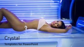  Presentation with treatment - Colorful PPT layouts enhanced with uv treatment - tanned brunette girl backdrop and a  colored foreground