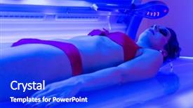  Presentation with wellness - Presentation theme with uv treatment - woman in bikini tanning background and a cobalt blue colored foreground