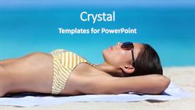  Presentation with sun tanning - Theme having uv water - beach sunglasses woman tanning relaxing background and a teal colored foreground