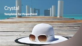  Presentation with bahamas - Beautiful PPT theme featuring uv water - hat and sunglasses backdrop and a teal colored foreground