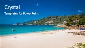  Presentation with tourists - Colorful PPT theme enhanced with uv water - tourists at patong beach backdrop and a dark gray colored foreground
