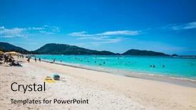  Presentation with tourists - PPT theme with uv water - tourists at patong beach background and a lemonade colored foreground