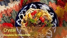  Presentation with noodles - Cool new presentation theme with uyghur-style noodles with meat and laghman sauce backdrop and a tawny brown colored foreground