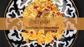  Presentation with pomegranate - Slide deck with uzbek-pilaf-with-pomegranate-seeds background and a gold colored foreground