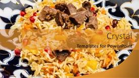  Presentation with pomegranate - PPT theme enhanced with uzbek-pilaf-with-pomegranate-seeds background and a gold colored foreground