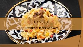  Presentation with pomegranate - Theme consisting of uzbek-pilaf-with-pomegranate-seeds background and a gold colored foreground