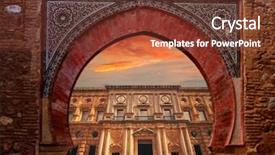  Presentation with granada - PPT theme with v - alhambra arch granada illustration background and a tawny brown colored foreground