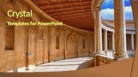  Presentation with granada - Slide deck having v - alhambra carlos v courtyard background and a tawny brown colored foreground