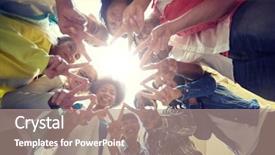  Presentation with peace education - Cool new slide set with v - education friendship gesture victory backdrop and a coral colored foreground