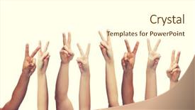  Presentation with human body parts - Slide set having v - gesture and body parts concept background and a white colored foreground